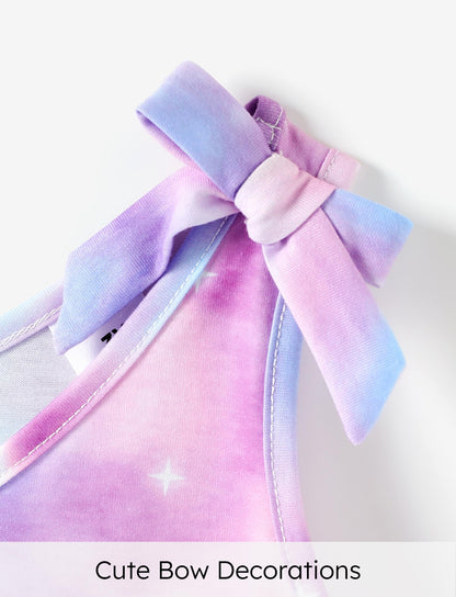 PATPAT Mädchenkleid ärmellos, Baby Mädchen Kleid mit Schleife an den Schulterträgern für Geburtstag, Party, Bankett, Hochzeit, Urlaub, Bunt