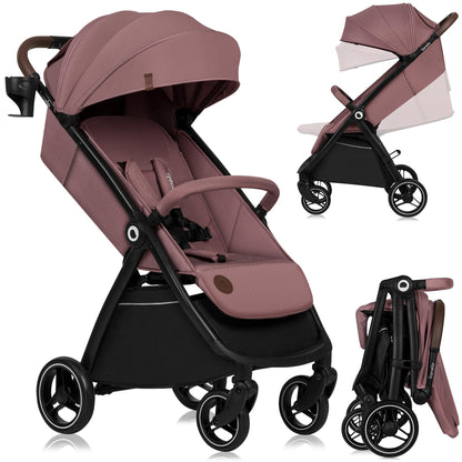 LIONELO INGRID Kinderwagen bis 22 kg von 6 Monaten bis 4 Jahren Große 360° schwenkbare Räder Volle Federung Einhändig zusammenklappbar Verstellbare Rückenlehne und Fußstütze Großes XXL-Verdeck