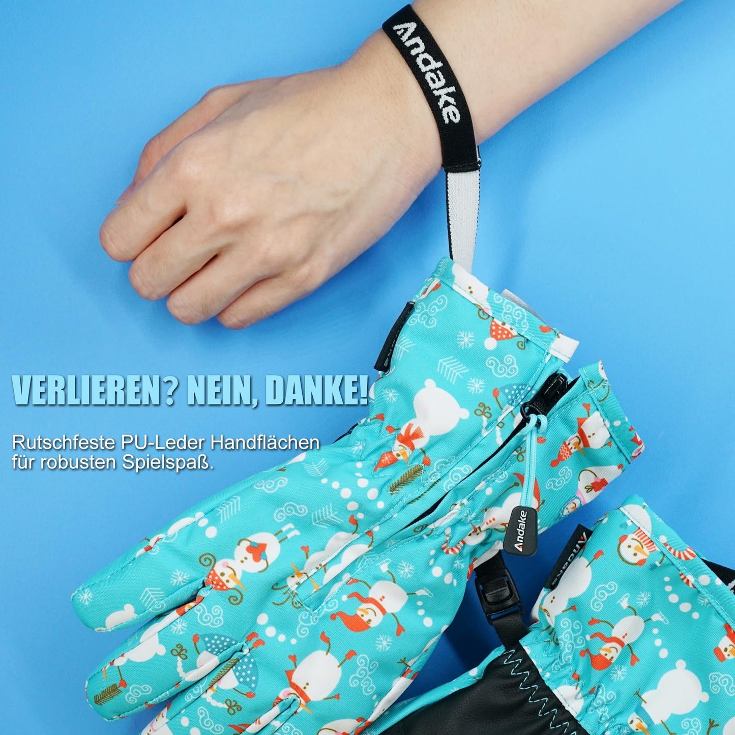 Andake Children's gloves, windproof, waterproof, warm winter gloves, skiing, outdoor sports, riding gloves, boys and girls
