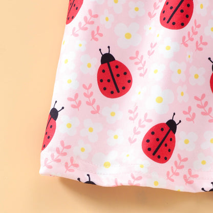 EULLA Kinder Mädchen Kleid Kurzarm Lässig A-Linie Regenbogenstreifen Erdbeere Marienkäfer Schmetterling Kleider Gr.92 98 104 110 116 122