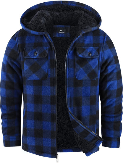 zitysport Shirt Jacket Boys Thick Hoodie Checked Jacket Children with Zip Warm Flannel Jacket Boys Sweat Jacket Outdoor Fleece Jacket Winter Jackets for Boys with Chest Pocket