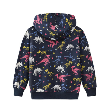 CM-Kid Hoodie Jungen Kapuzenpullover Langarm Bunt Kinder Sweatshirts Traktor Truck Dinosaurier Tops 1-7 Jahre Gr.92-134