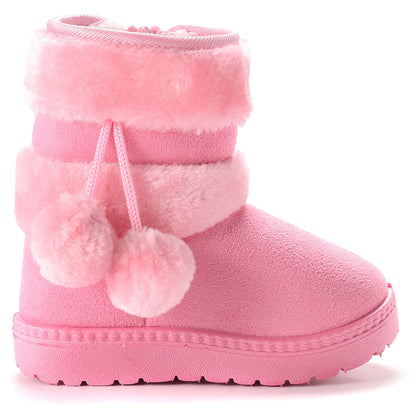 Children's Warm Lined Snow Boots, Girls' Winter Shoes, Baby Non-Slip Boots, Toddler Shoes, Soft Soles, Slip-On Boots