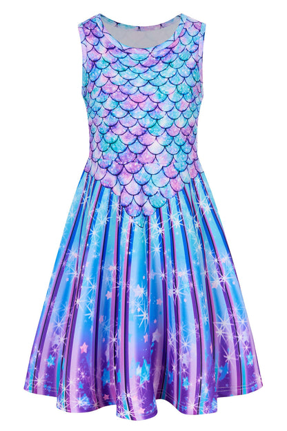 Mädchenkleid Schmetterling A-Linie Ärmelloses Sommerkleid Buntes Kleid 4-12 Jahre