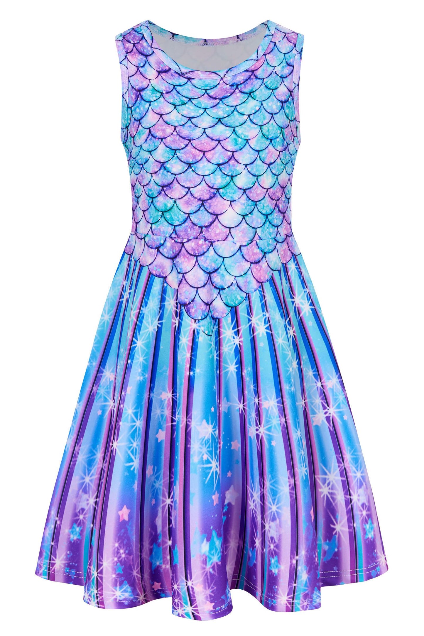 Mädchenkleid Schmetterling A-Linie Ärmelloses Sommerkleid Buntes Kleid 4-12 Jahre