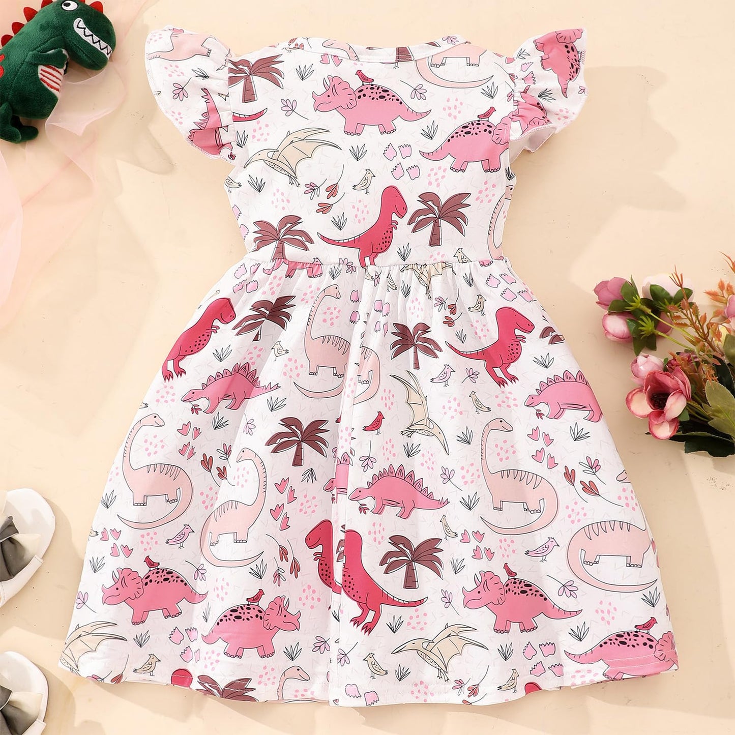 JiAmy Girls' Dress Ruffle Short Sleeve Unicorn Cartoon Prints Colourful Tulle Dresses Toddler Spring Summer Party Princess Clothing for Girls 18 Months - 8 Years
