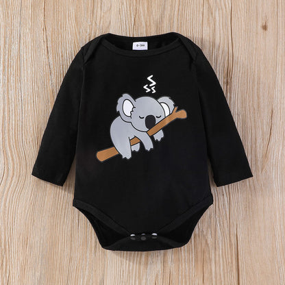 Himllauen Baby Jungen Mädchen 3-teiliges Set Koala Print Body + Hose + Hut Baby Set Kleinkind Kleidung Niedliche Outfit