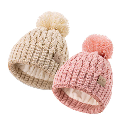 Baby Mützenhüte mit 2er Pack, warme Winterhüte für Jungen und Mädchen, Kleinkind Fleece gefüttert Kleinkind Babyhüte für 0-36 Monate