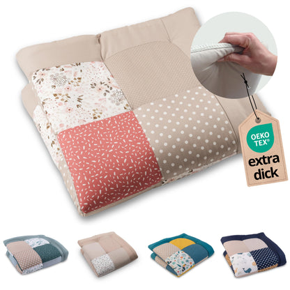 ULLENBOOM Krabbeldecke für Baby 100x100 cm, 100% OEKO-TEX Materialien, Made in EU, Dick & weich gepolstert, Sandblume - ideal als Babydecke, Laufgittereinlage & Spieldecke Baby - Meloni2