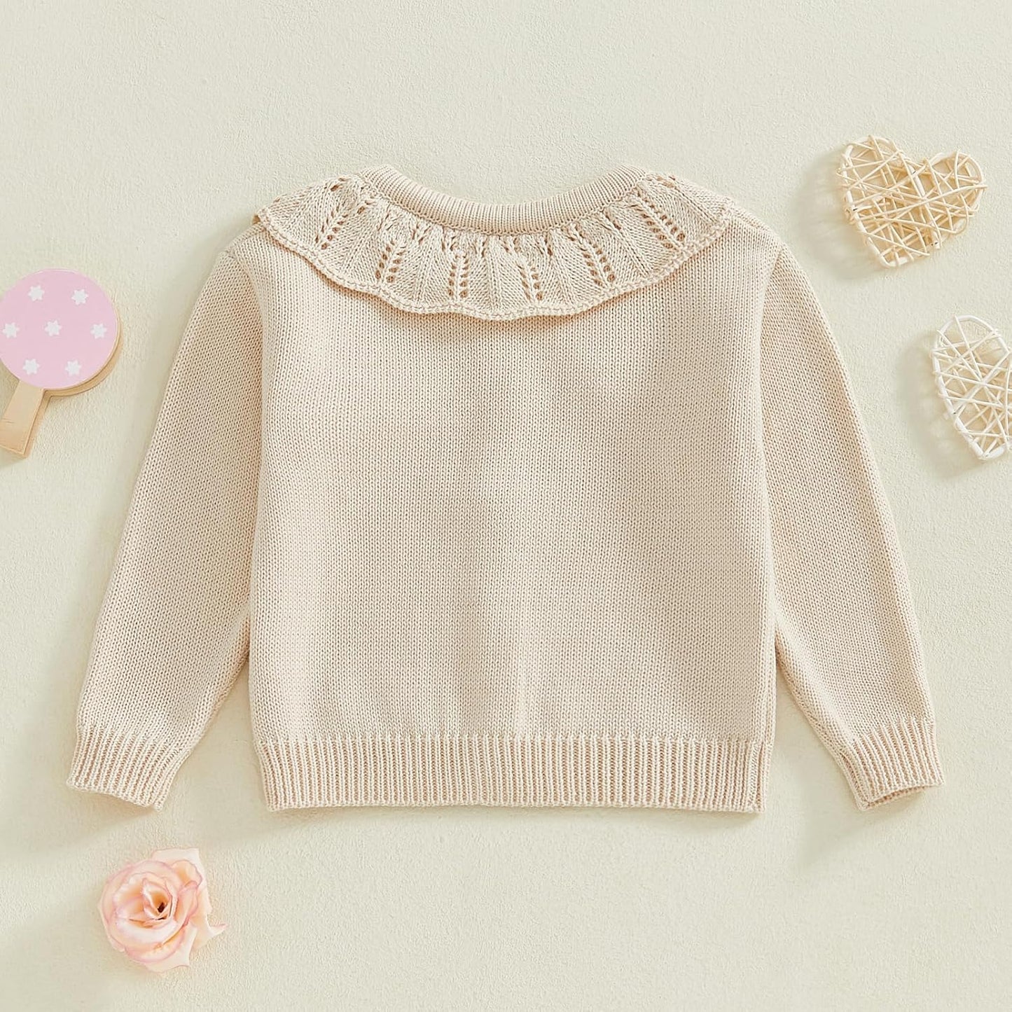 FOMOYUU Strickjacke für Kleinkinder und Neugeborene, Mädchen, langärmelig, Knopfleiste, Sweatshirt, Jacke, Herbst-Outfits