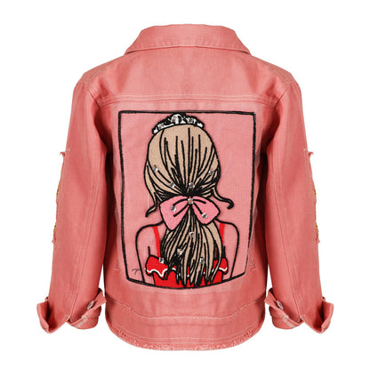 Amur Leopard Kids Girls Denim Jacket Cotton Denim Jacket Cute Children Spring Autumn Jacket 