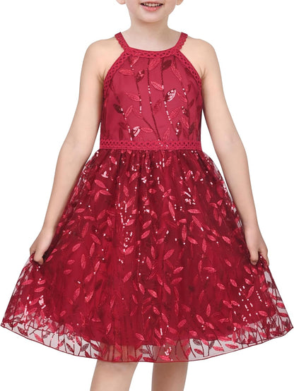 Sunny Fashion Mädchen Kleid Türkis Schmetterling Gestickt Halfter Kleid Party Gr. 104-146