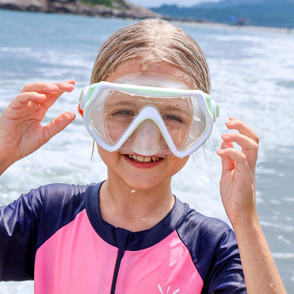 Findway Children's Diving Goggles, Swimming Goggles, Snorkel Mask for Boys Girls Teenagers, Diving Mask with Nose Cover, 180° Panorama, HD, Anti-Fog, Anti-Leak, Diving Goggles for Children 4-16 Years