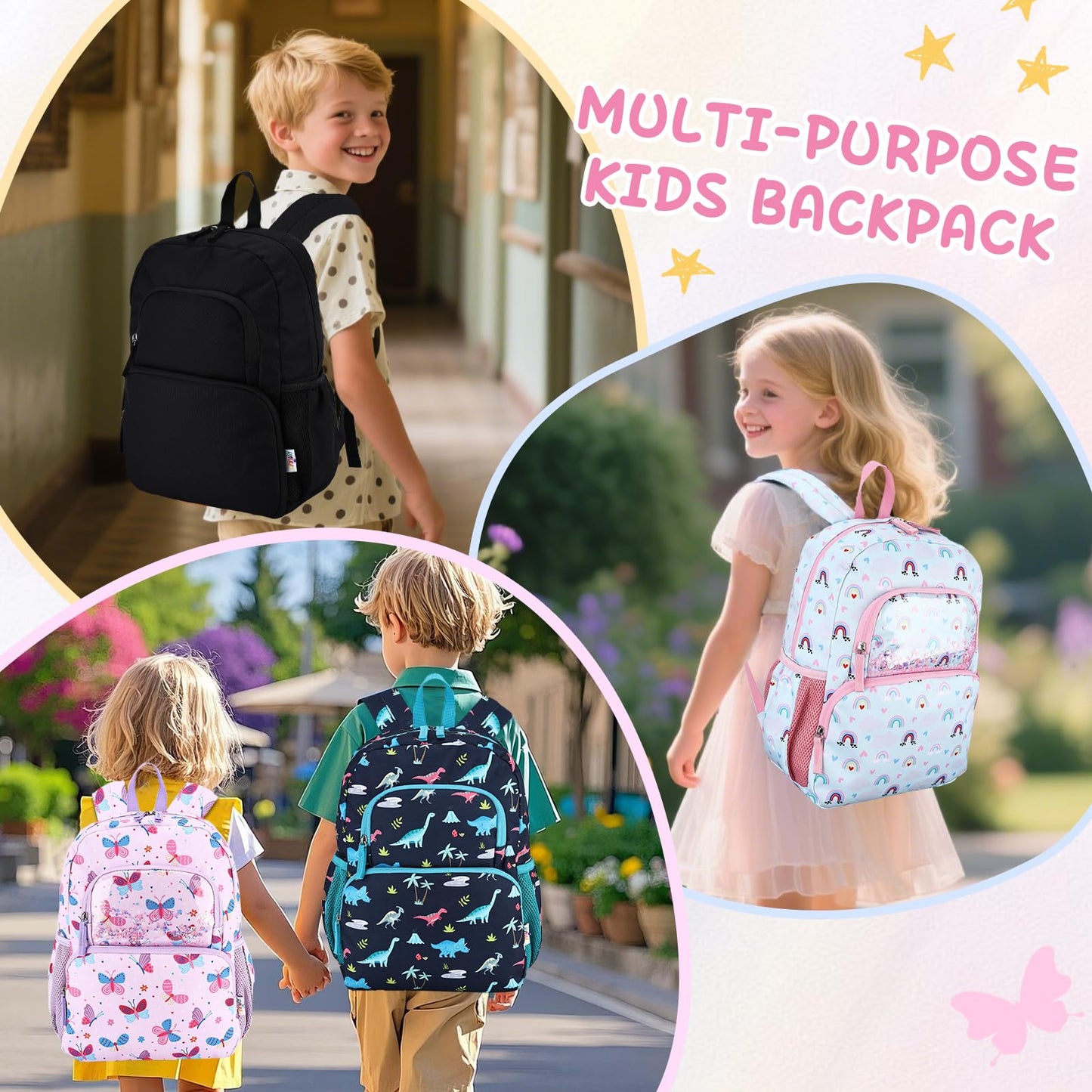 Kinderrucksack für Mädchen 5–8 Jahre, 12L Leichter & Wasserabweisender mit Brustgurt, Perfekt für Vorschule & Grundschule，Regenbogen