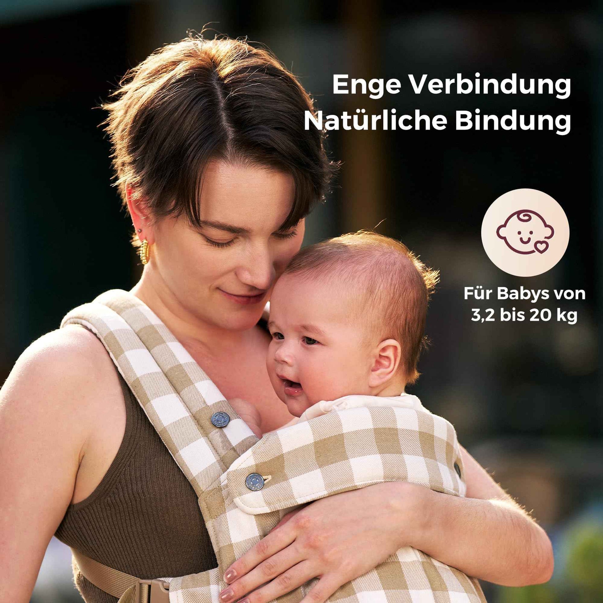 Momcozy Babytrage aus 100% Baumwolle – Baby Carrier für Kleinkind (3-24 Monate, 3,2-20 kg) · Ergonomische M-Position · X-Rücken · Taillengurt 64-127cm, Khaki