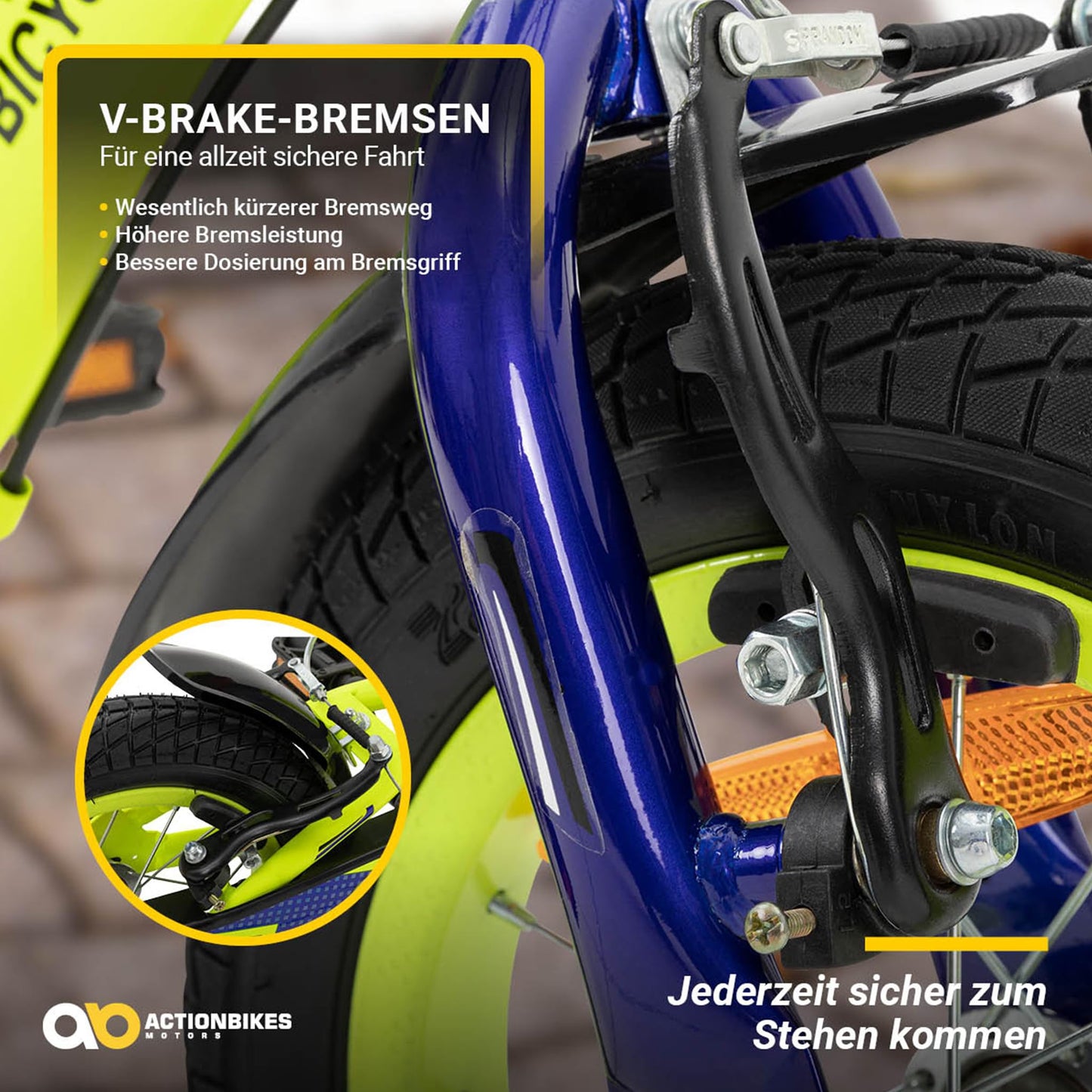 Actionbikes Kinderfahrrad Turbo | 12 16 Zoll - V-Brake Bremsen - Fahrrad für Kinder von 2-7 Jahren - Schutzblech v. / h - Kinder Fahrrad für Mädchen & Jungen - Fahrräder - Bicycle - Kinderrad - Bike - Meloni2
