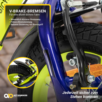 Actionbikes Kinderfahrrad Turbo | 12 16 Zoll - V-Brake Bremsen - Fahrrad für Kinder von 2-7 Jahren - Schutzblech v. / h - Kinder Fahrrad für Mädchen & Jungen - Fahrräder - Bicycle - Kinderrad - Bike - Meloni2