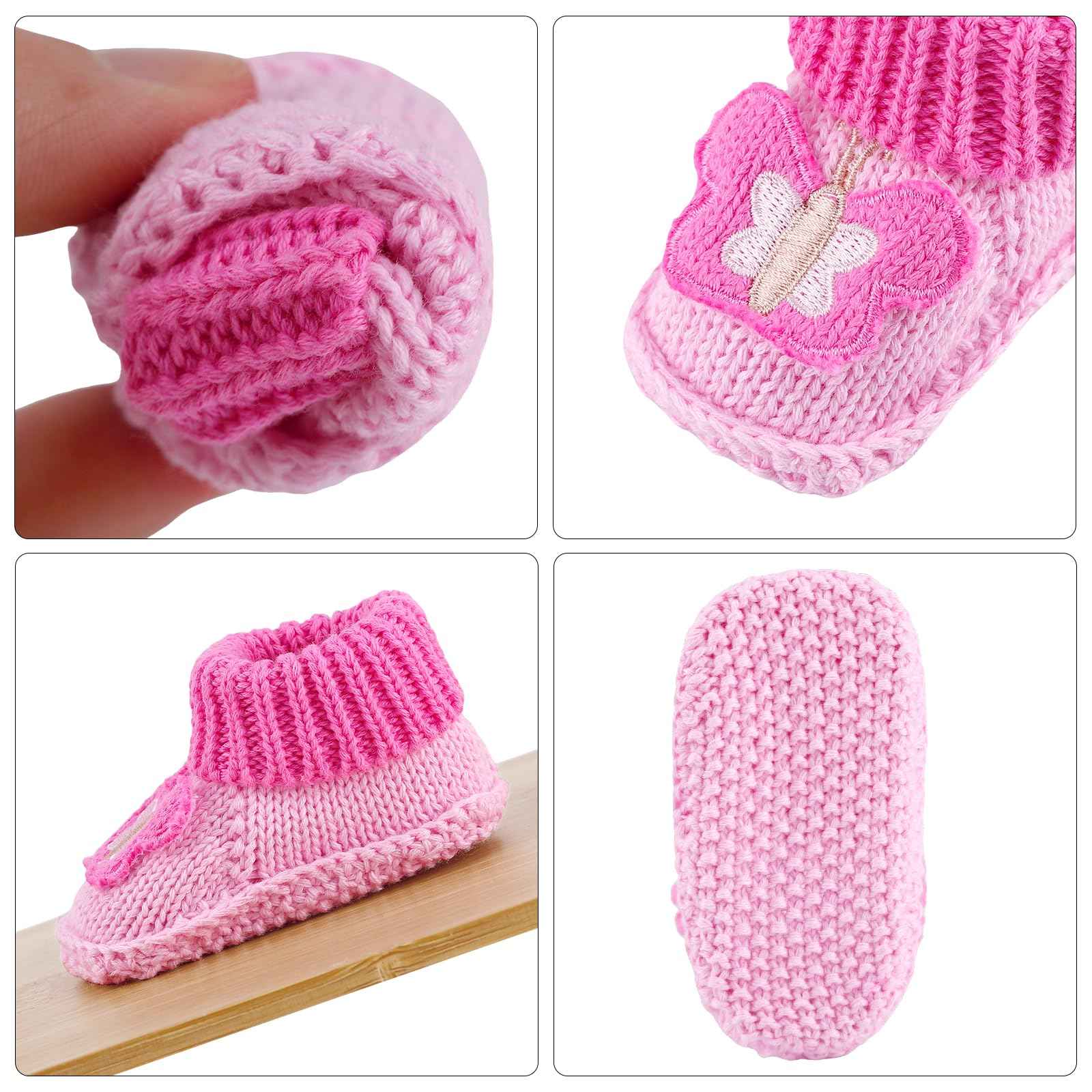 LACOFIA 2 Pairs Newborn Knitted Baby Shoes Soft Baby Boys Girls Ankle Boots 0-3 Months