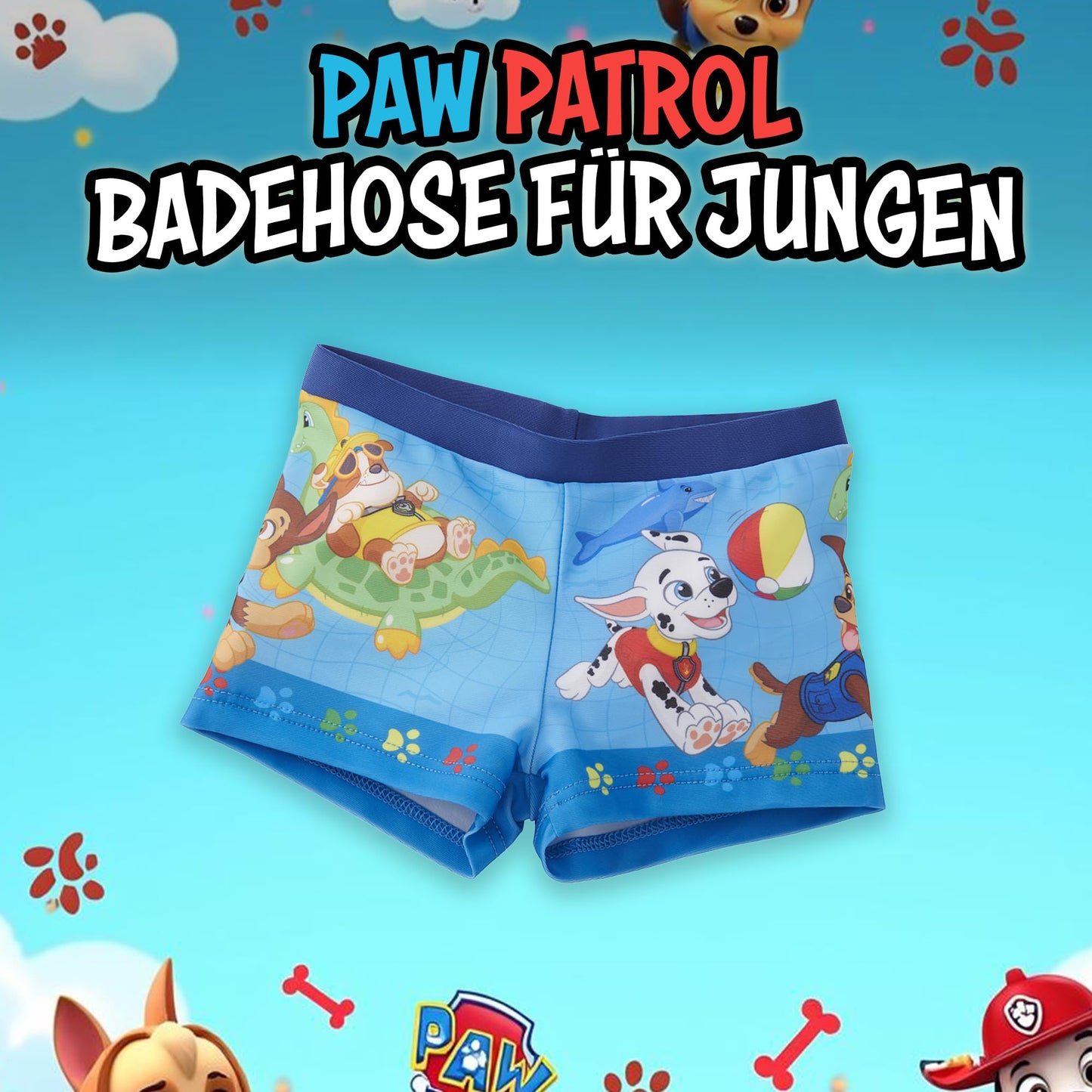 United Labels Paw Patrol Badehose für Jungen, Blau, Badeshorts Kinder, Schwimmhose