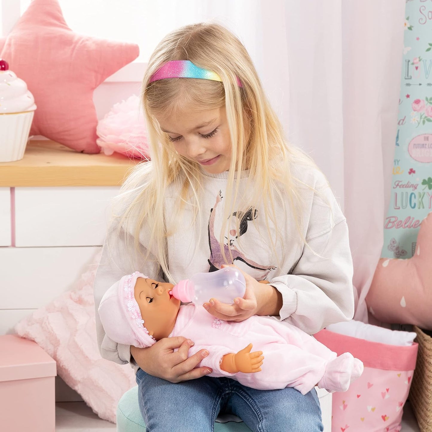 Bayer Design 93824CK Interactive Talking Sleeping Eyes Soft Body 24 Baby Dolls 38 cm Pink
