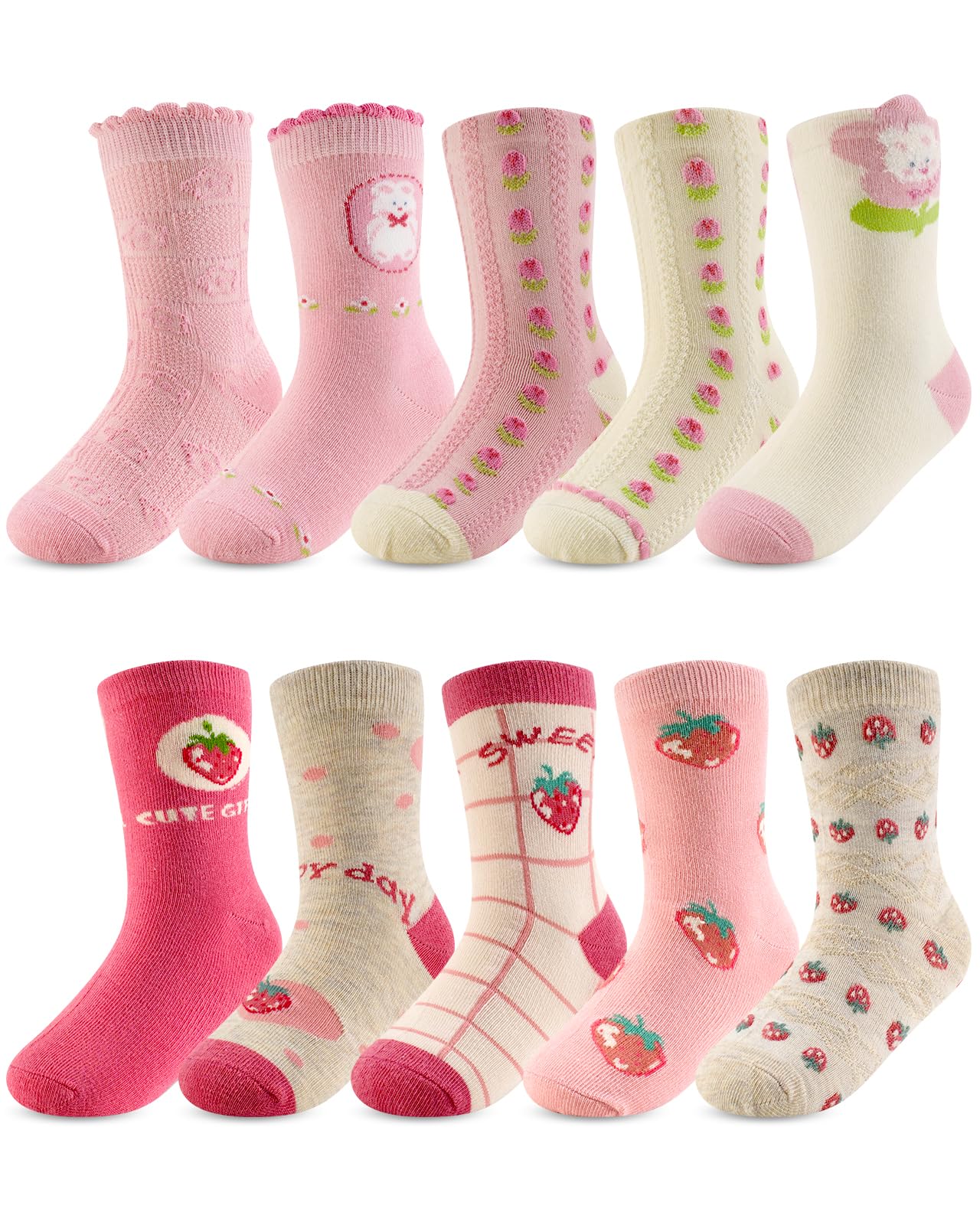 Kyopp 10 Paar Socken Kinder Mädchen und Jungen Funny Socken Lustig Animals Cotton Socken Crew Socks Winter/Sommer