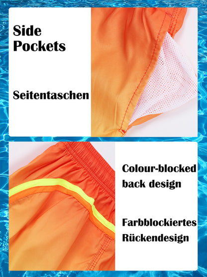 Badehose Jungen Farbverlauf Badeshorts mit Meshfutter und Verstellbarem Tunnelzug