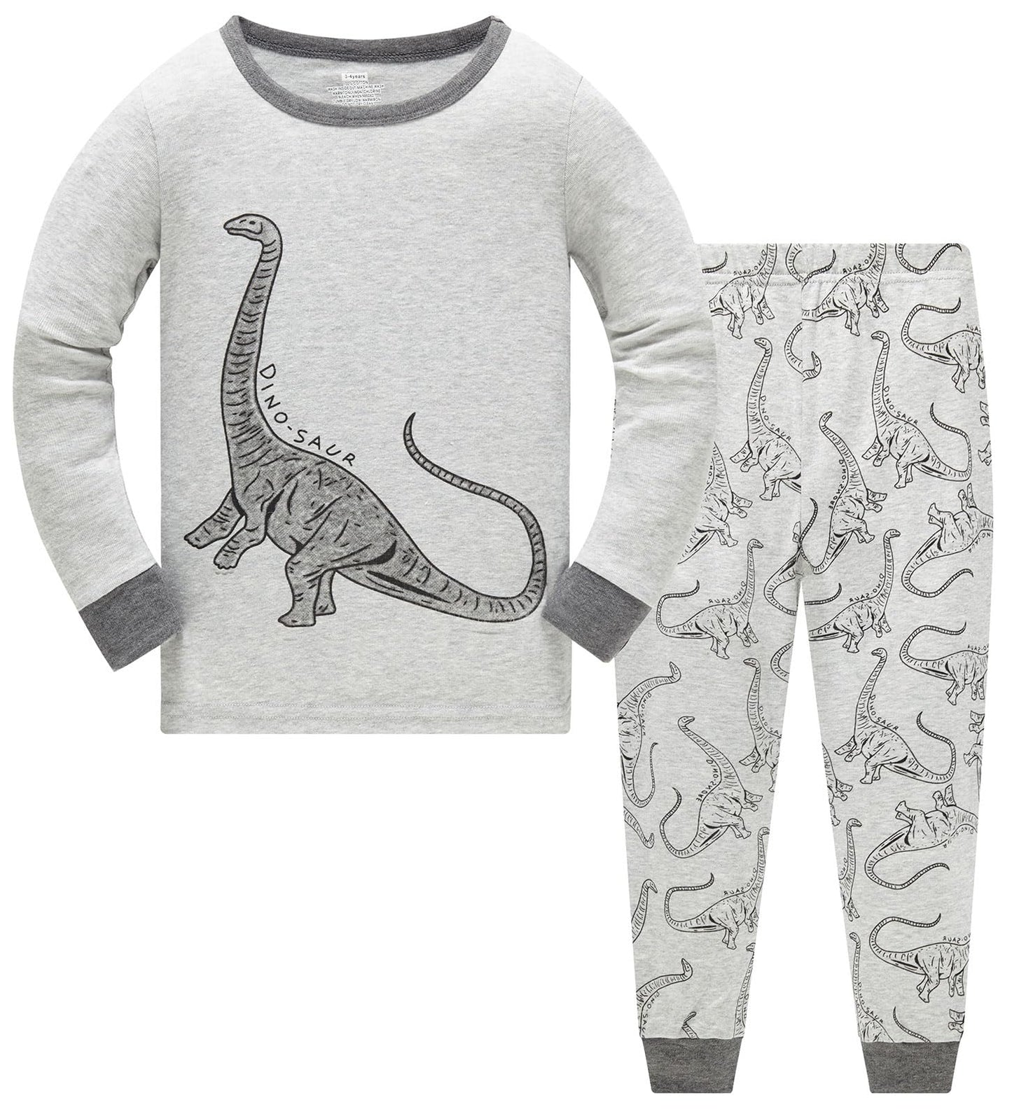 Jungen Pyjamas, Dinosaurier Langarm Zweiteiler Pyjama, Kinder Baumwolle Pyjama Set, Winter, Weihnachten Nachtwäsche, Größe 1–12 Jahre