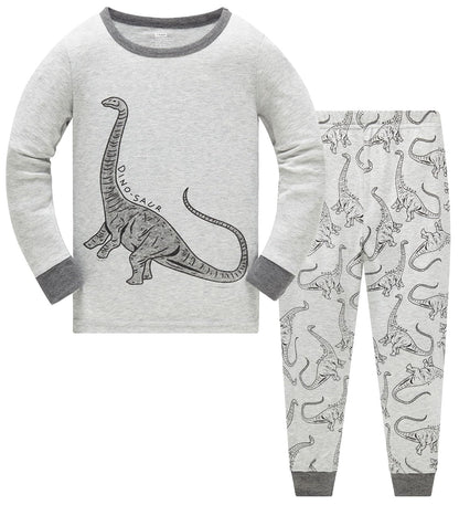 Jungen Pyjamas, Dinosaurier Langarm Zweiteiler Pyjama, Kinder Baumwolle Pyjama Set, Winter, Weihnachten Nachtwäsche, Größe 1–12 Jahre