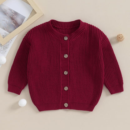 FOMOYUU Strickjacke für Kleinkinder und Neugeborene, Mädchen, langärmelig, Knopfleiste, Sweatshirt, Jacke, Herbst-Outfits