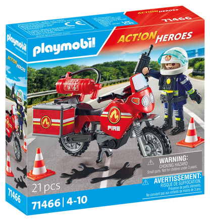 PLAYMOBIL Action Heroes 71464 Fire Boat with Aqua Scooter, Exciting Water Rescue, Includes Diving Goggles, Flippers and Life Jacket, Realistic Toy for Children from 4 Years
