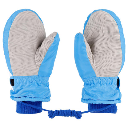 KAKU NANU Children's Winter Gloves 2-10 Years Ski Gloves Waterproof Warm Fleece Cartoon Children's Gloves Mittens with Cord Outdoor Snowboard Gloves Children Boys Girls Blue Red Pink Purple
