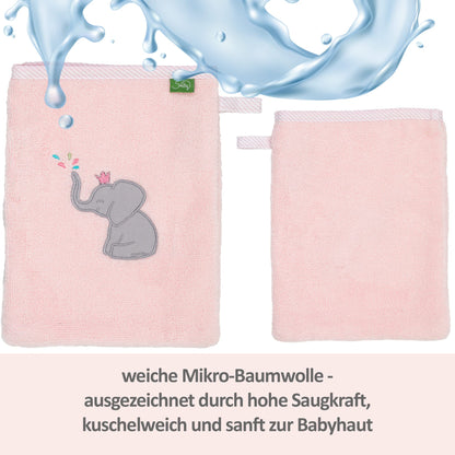 Smithy Baby Elephant Face Cloth, 100% Cotton Terry Towelling, Wash Mitt Children, Boys and Girls, Gift for Birth
