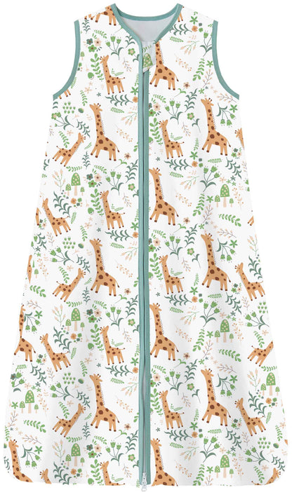 Chilsuessy Children's Sleeping Bag 1.5 Tog Pack of 2 Baby Sleeping Bag Made of 100% Cotton, Baby All-Year Sleeping Bag Pyjamas for Boys and Girls, 1.5 Tog/Elephant Lion + Green, 110 cm / Baby Height