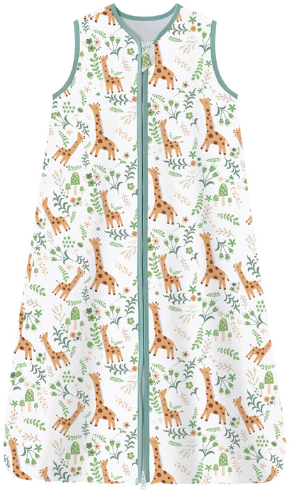 Chilsuessy Children's Sleeping Bag 1.5 Tog Pack of 2 Baby Sleeping Bag Made of 100% Cotton, Baby All-Year Sleeping Bag Pyjamas for Boys and Girls, 1.5 Tog/Elephant Lion + Green, 110 cm / Baby Height