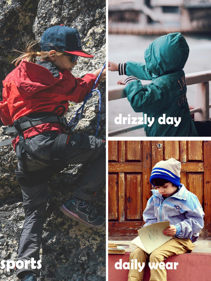 NATUST Kids Boys Waterproof Jacket Lightweight Transition Jacket Windproof Rain Jacket with Hood 