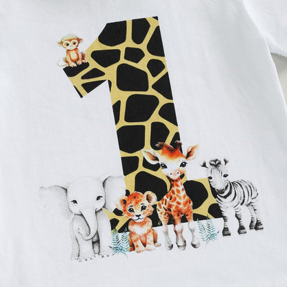 Baby Junge 1. Jahr Geburtstags T-Shirt Wild One Kurzarm Oberteil Baby Mein Erster Geburtstags Outfit Sommer Kleidung