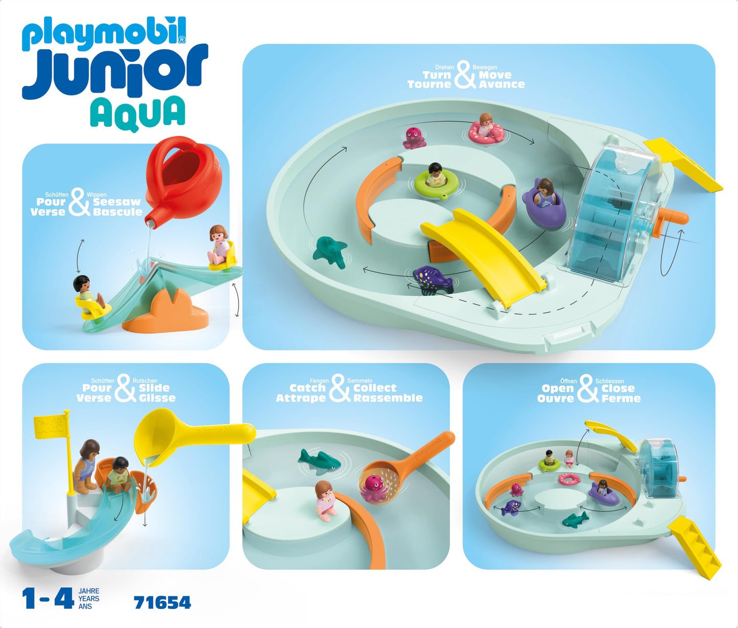 PLAYMOBIL JUNIOR Aqua | Tinti | Buntes U-Boot | nachhaltiges Badewannenspielzeug | Für Kinder ab 1 Jahr | inkl. 3 verschiedenfarbigen Badetabs | 71440