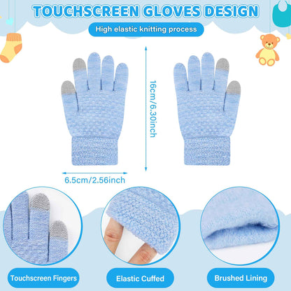 Children's Winter Hat Loop Scarf Touchscreen Gloves Set 2 3 4 5 6 7 Years Toddler Winter Hat Beanie Tube Scarf Knitted Pom Hats Gift Girls Boys