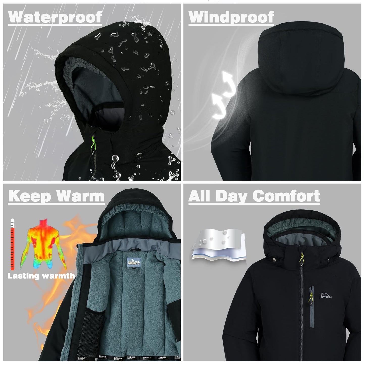 SMONTY SNOWER Boys' Snowsuit with Removable Hood, Ski Suit, Extra Warm, Winter Suit