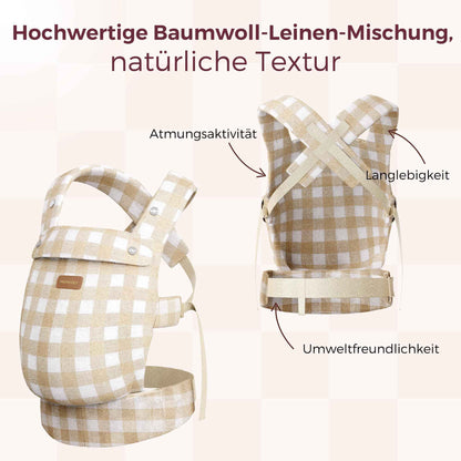 Momcozy Babytrage aus 100% Baumwolle – Baby Carrier für Kleinkind (3-24 Monate, 3,2-20 kg) · Ergonomische M-Position · X-Rücken · Taillengurt 64-127cm, Khaki