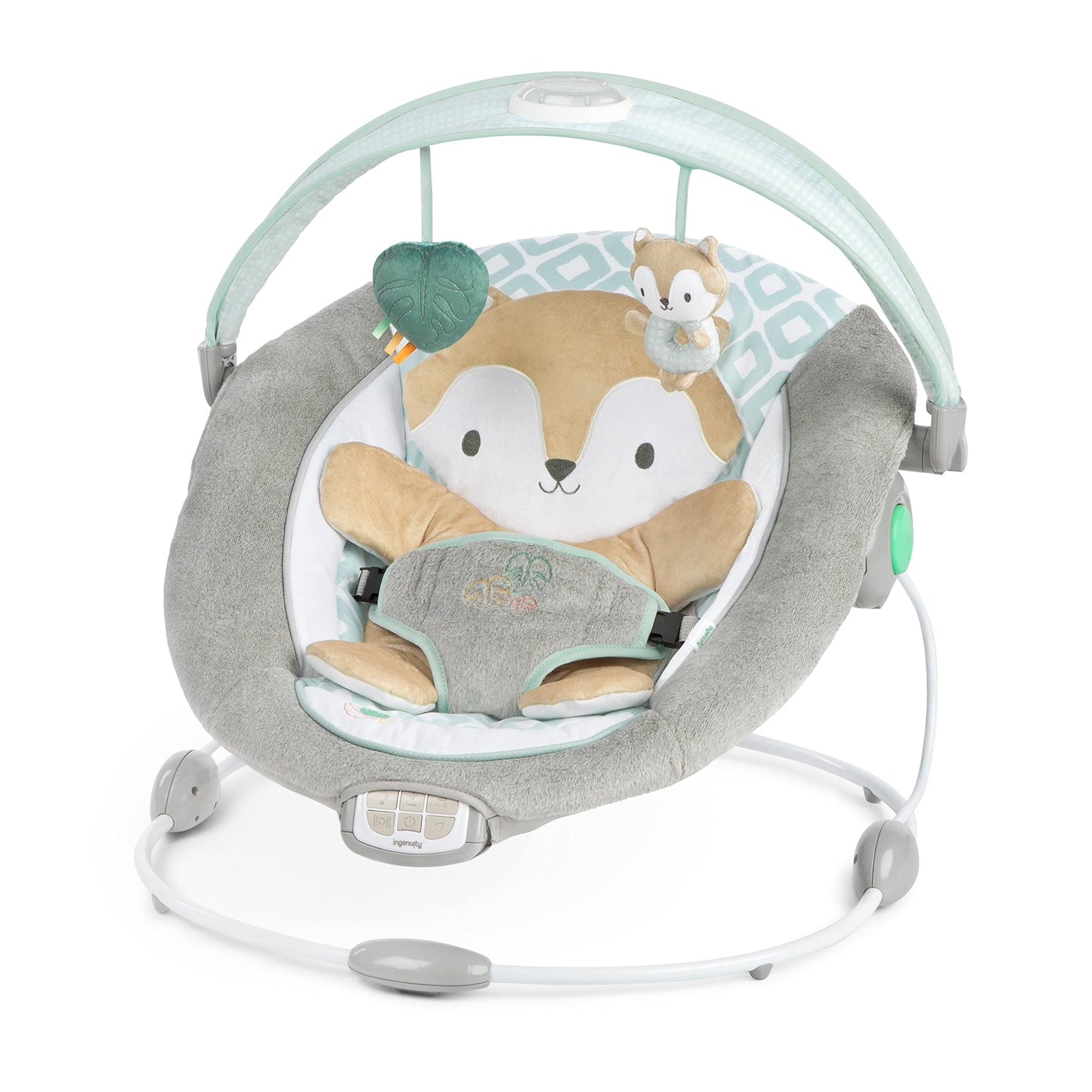 Ingenuity, InLighten Babywippe Babyschaukel mit Lichtern, Nate Bunny, Spielzeugleiste, Vibrationen, Geräuschen, Tummy Time Kissenmatte, bis zu 20 lbs, Neugeborenes+