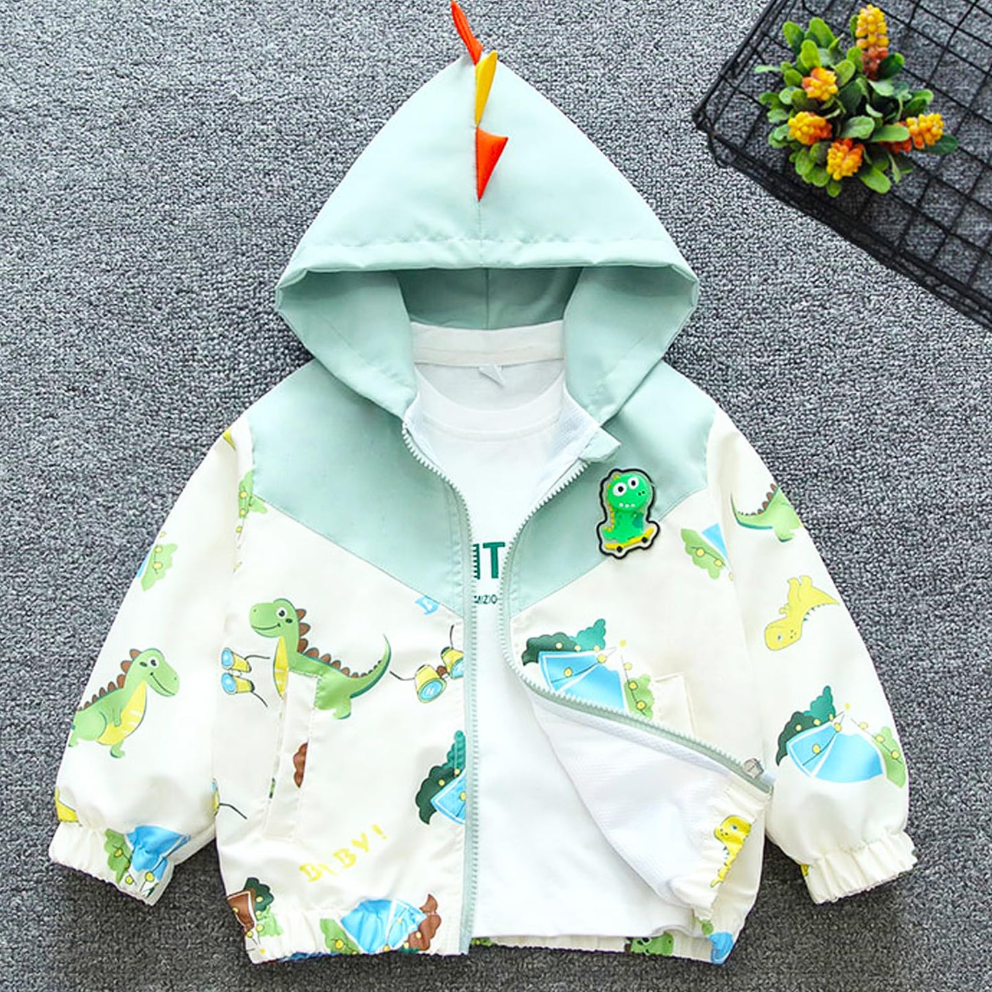 Amur Leopard Kinder Übergangsjacke Jungen Winddichte Mantel mit Kapuze Windjacke für Frühling Herbst