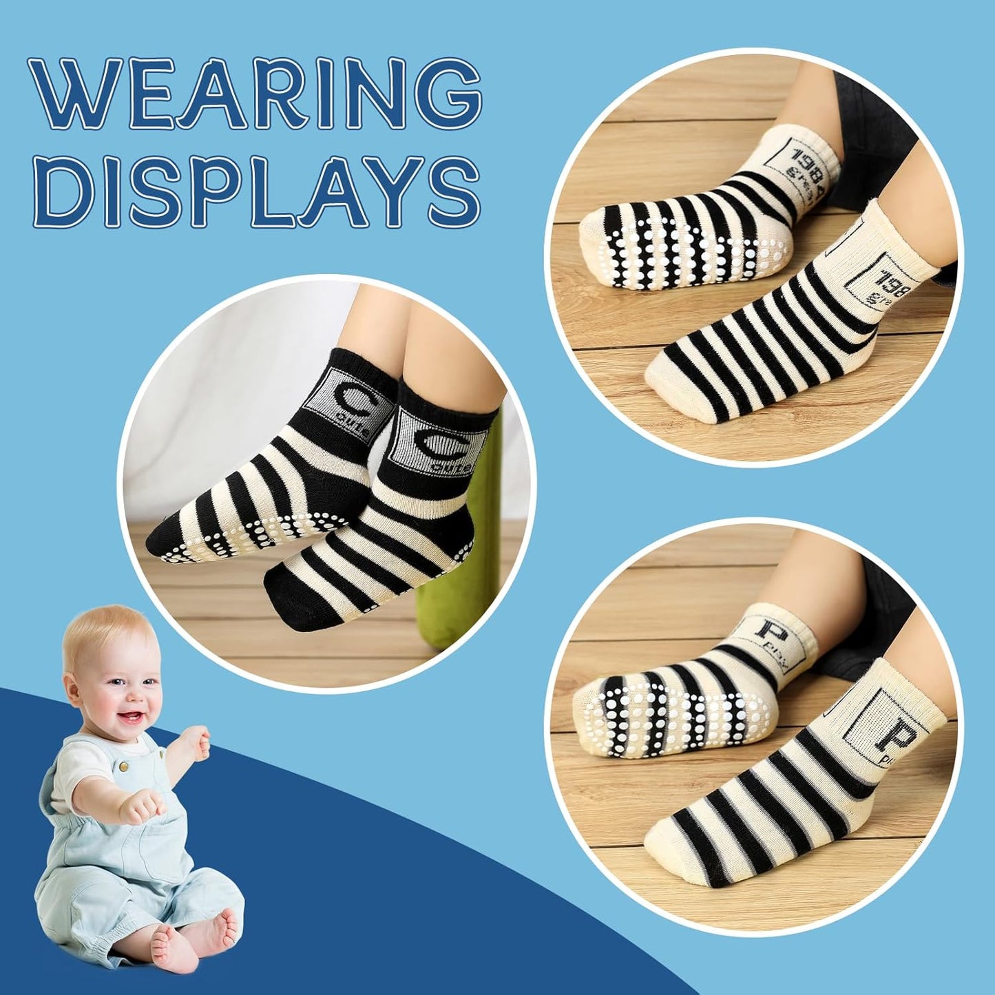 KOWAYI Stoppersocken Kinder 5/10 Paar ABS Rutschsocken Kinder Jungen, Mädchen, Baby Antirutschsocken 1-7 Jahre Grip Socken