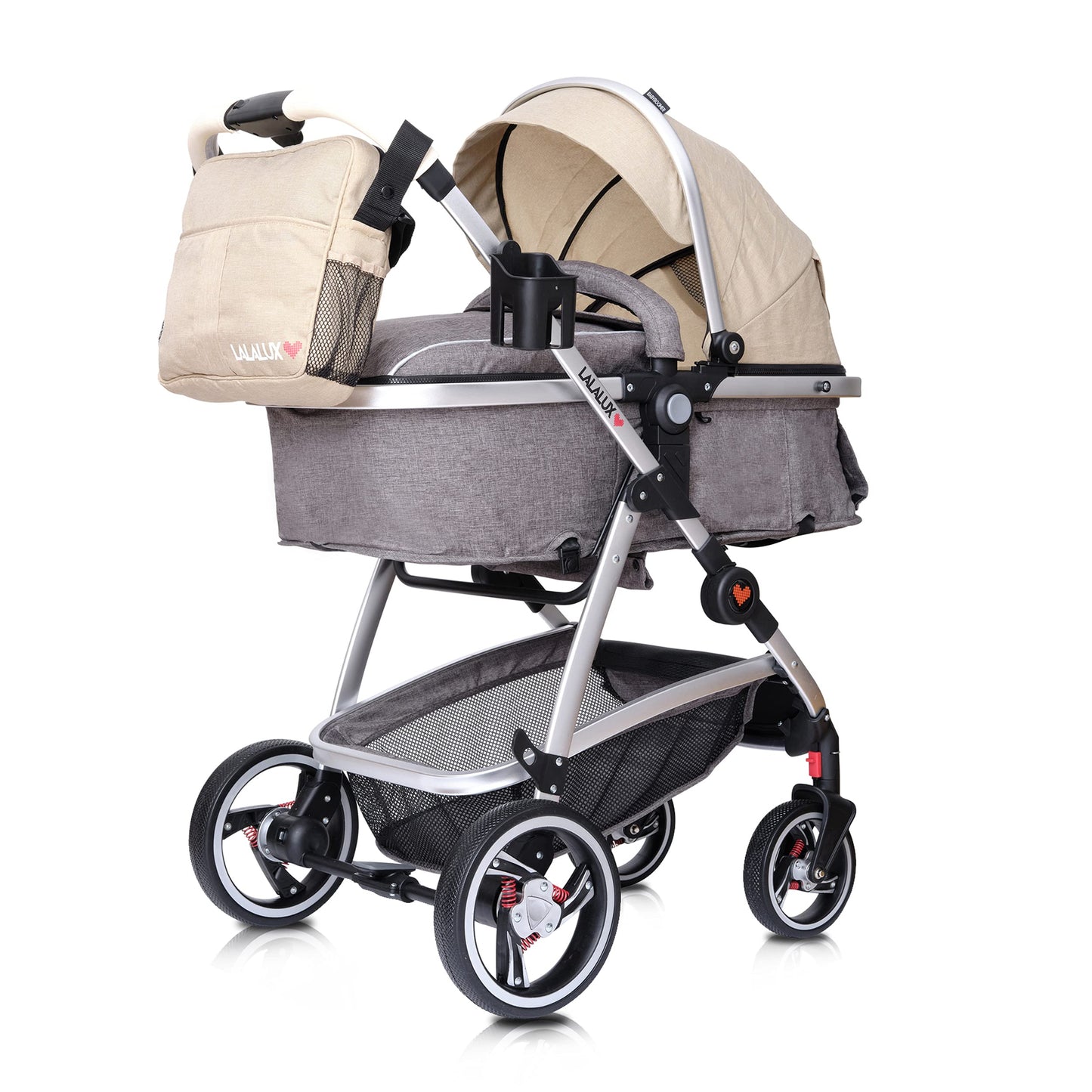 Lalalux Babyboomer leichter Kombikinderwagen Komplettset, Multifunktions-Kinderwagen, klappbar, sportlich, universell, doppelte Federung, inkl. Tasche, Regenschutz u.v.m. Für Kinder bis 36 Monate - Meloni2