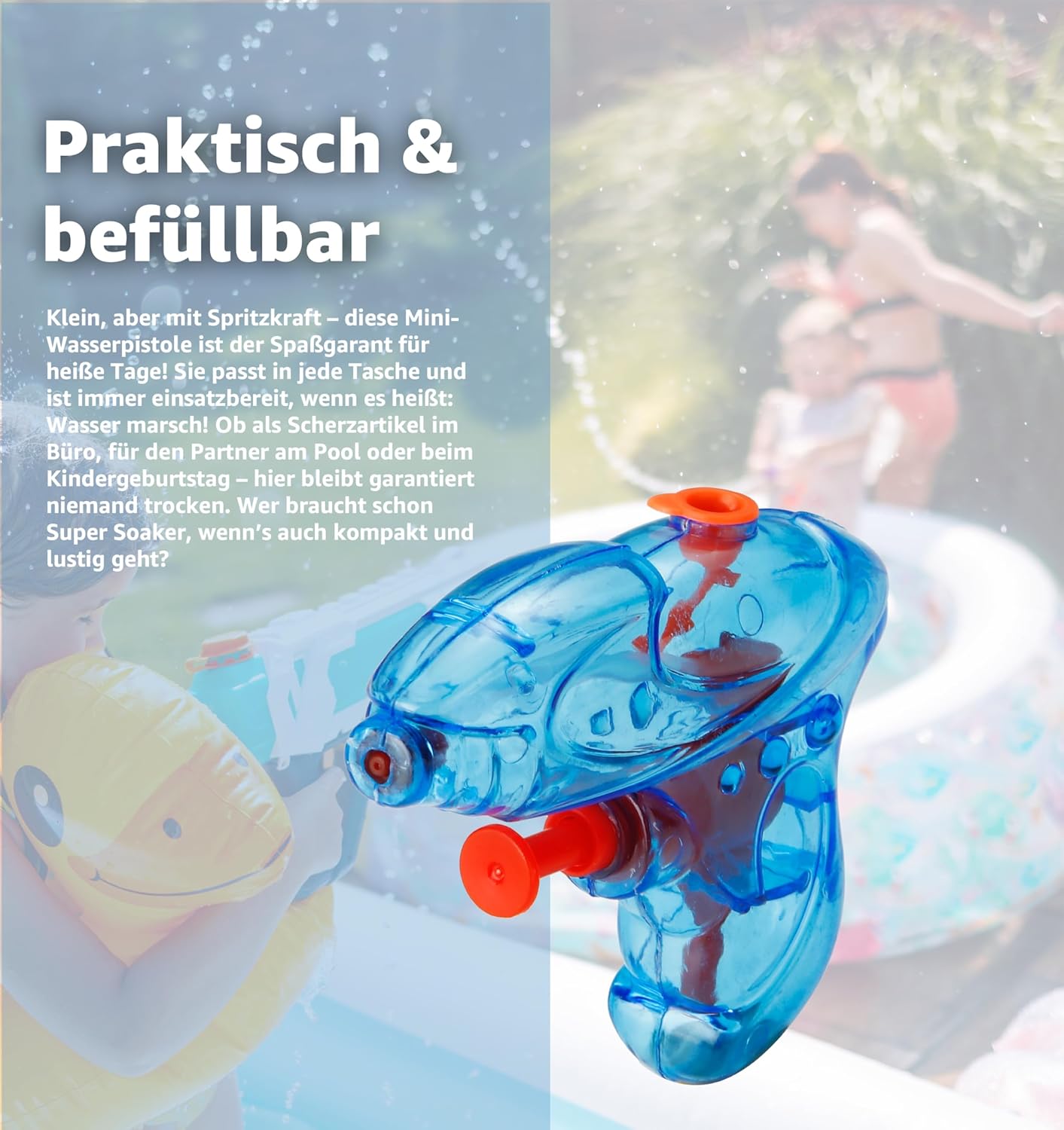 3er Wasserpistolen Set - ca. 15 cm mit großer Reichweite Wasserspritzpistole Spritzpistole klein mini für Kinder