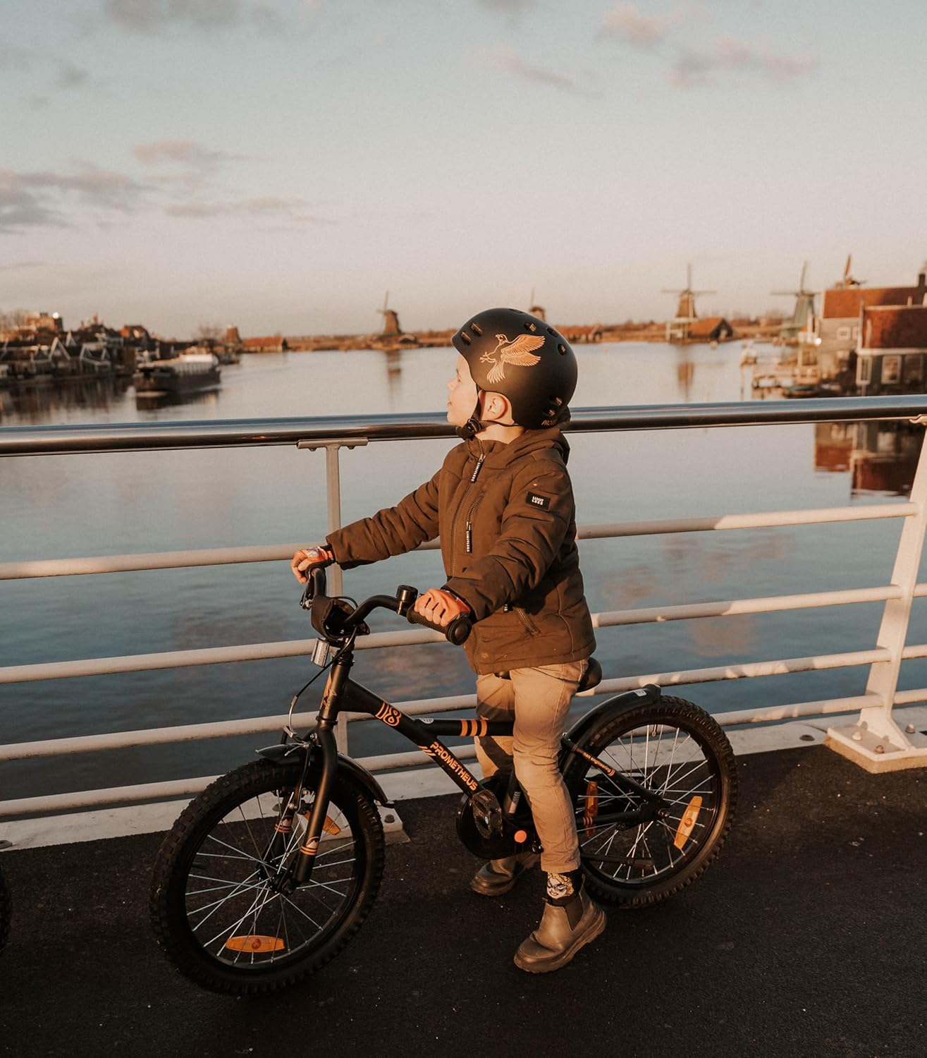 PROMETHEUS BICYCLES Kinderfahrrad 16 Zoll ab 5 Jahren - Kinder Fahrrad Mädchen Jungen Fahrrad Kinder mit Stützräder Rücktrittbremse in Schwarz Matt Orange - Meloni2