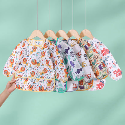 Yunguui Baby Bibs with Sleeves, 5 Pack, Washable Full Body Bibs, Sleeved Bibs, Waterproof for 3-30 Months 