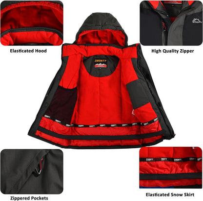 Kinder Schneeanzug für Jungen, Winter Skijacke und Hosen Set mit Kapuzenriemen, winddicht, wasserdicht, warmer Mantel