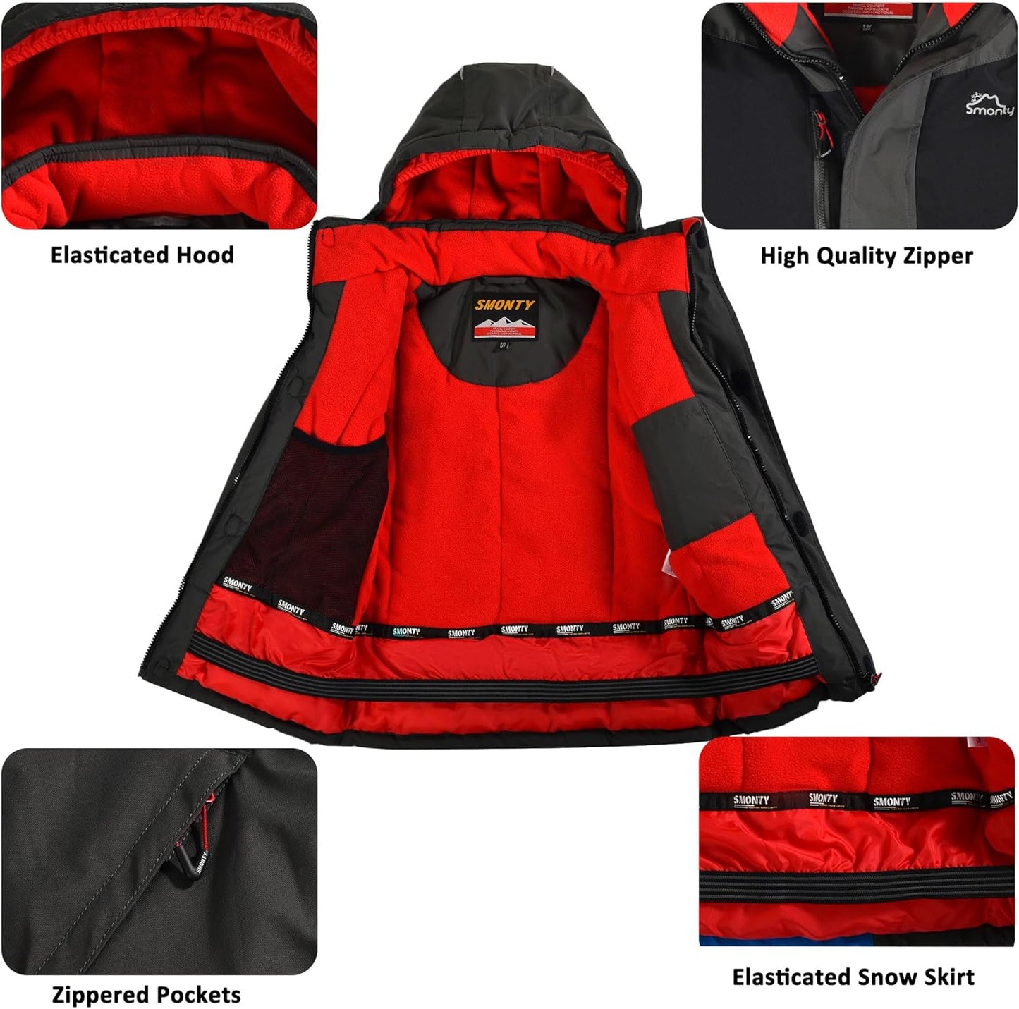 Kinder Schneeanzug für Jungen, Winter Skijacke und Hosen Set mit Kapuzenriemen, winddicht, wasserdicht, warmer Mantel