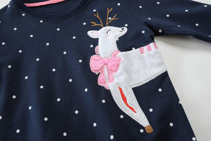 EULLA Kinder Mädchen Jungen Weihnacht Pullover Sweatshirt Weihnachtsoutfit Weihnachtspuli Christmas Xmas Rentier Weihnachtsmann Weihnachtskleidung 92 98 104 110 116 122